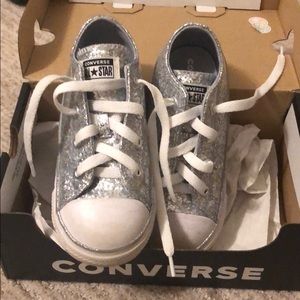 Converse silver sparkle glitter shoes